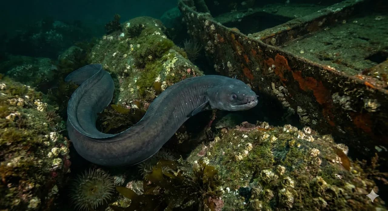 Tronçons de congre frais sur l'étal du poissonnier, chair ferme et dense