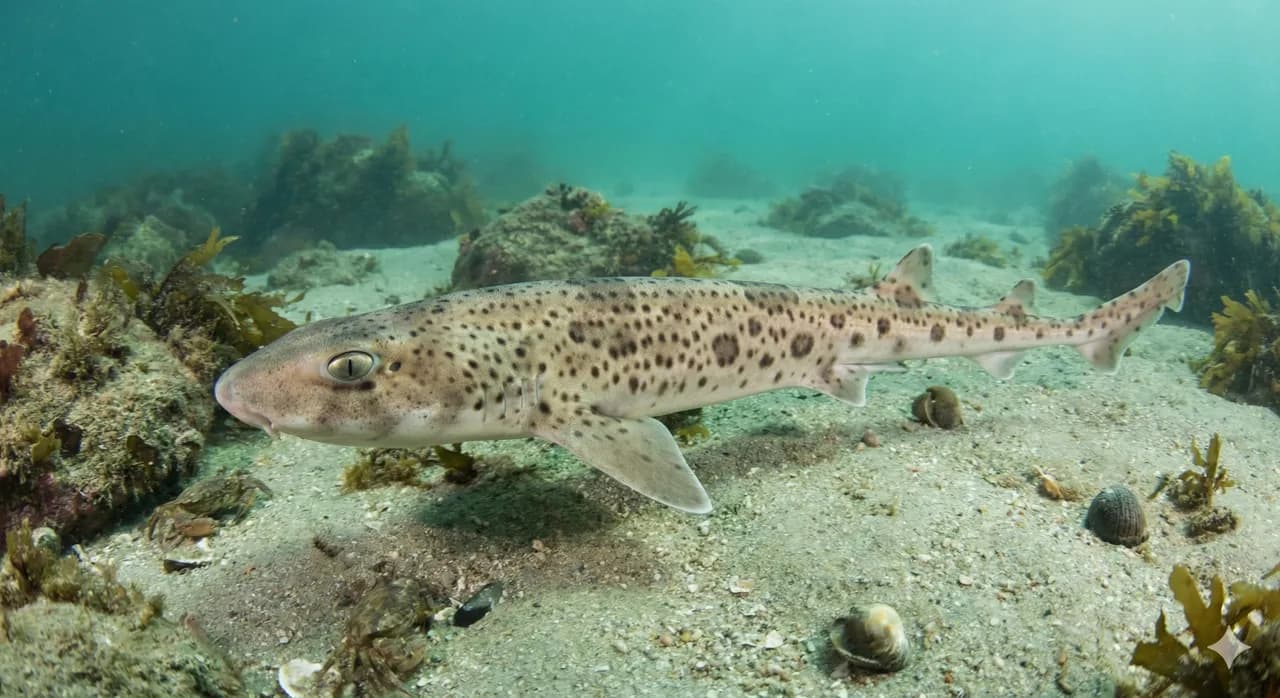 Tronçons de roussette (saumonette) sur l'étal, chair rosée sans arêtes